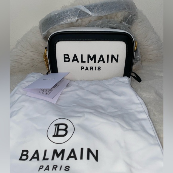 Balmain B-Army Camera Bag Gab Blanc Noir NEW - Picture 4 of 8